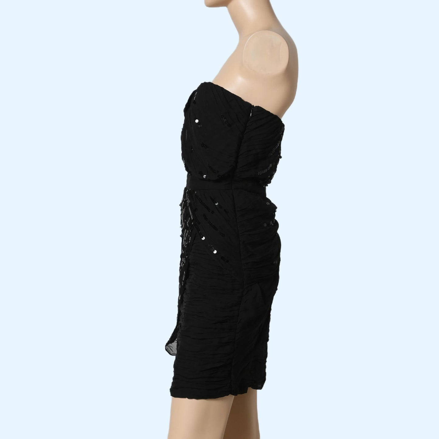 DIANE VON FURSTENBERG Black Strapless Silk Dress with Sequins