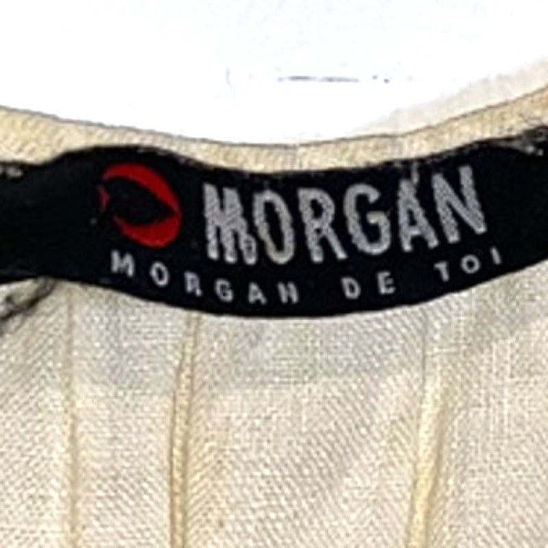 MORGAN Vintage Off White Cotton Pearl Embellished Bubble Hem Tank Top