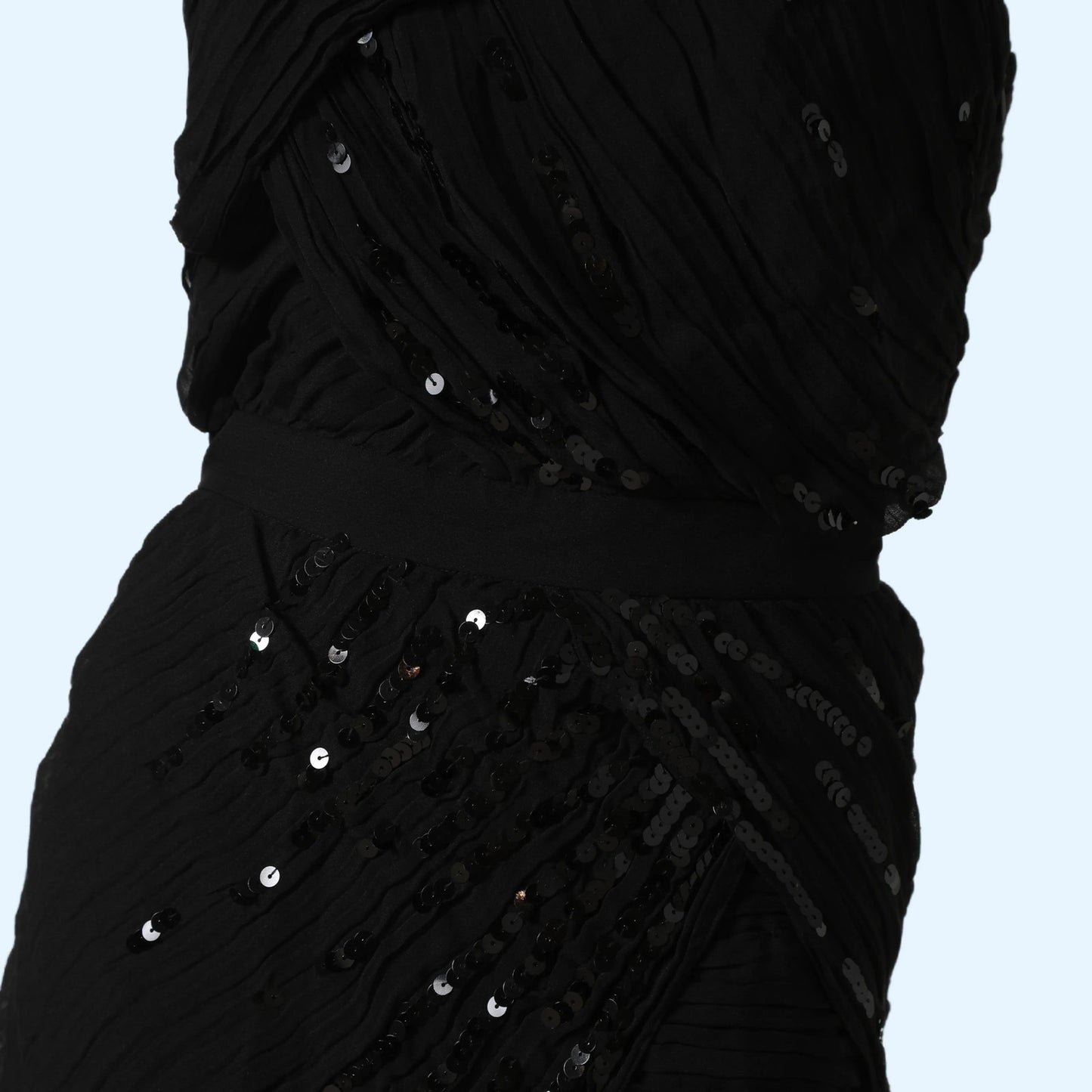 DIANE VON FURSTENBERG Black Strapless Silk Dress with Sequins