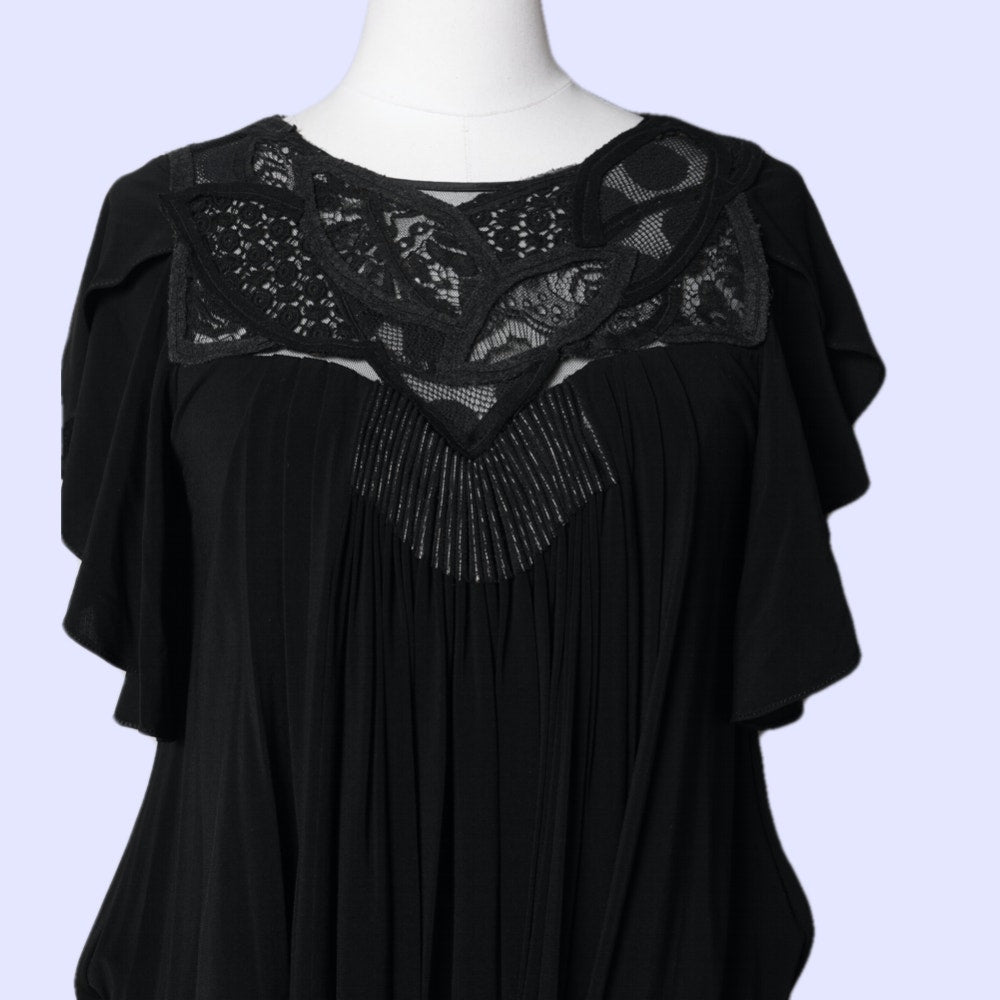 BCBGMAXAZRIA RUNWAY Vintage Black Lace Embellished Mini Dress