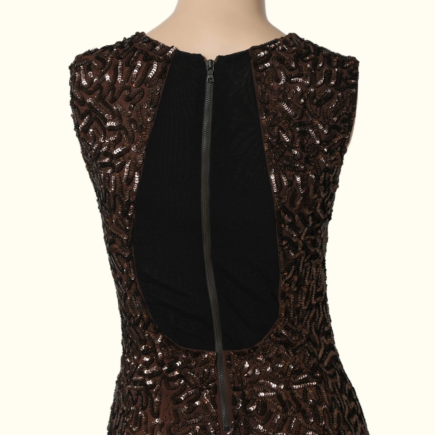 ALICE + OLIVIA Bronze Sequin Crew Neck Mini Dress