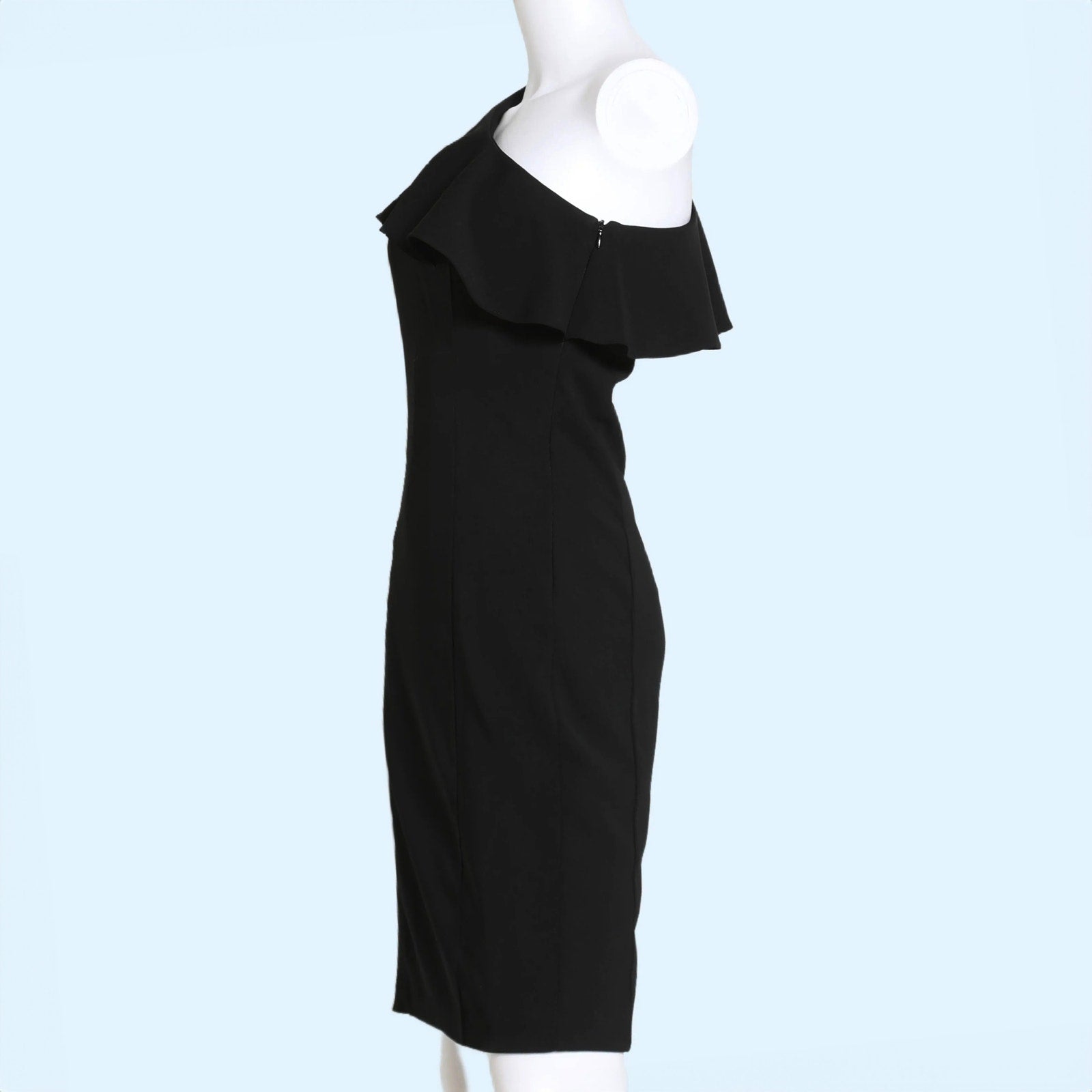 AMANDA UPRICHARD Black Asymmetrical One Shoulder Ruffled Mini Dress The Untitled Boutique AMANDA UPRICHARD Black Asymmetrical One Shoulder Ruffled Mini Dress The Untitled Boutique