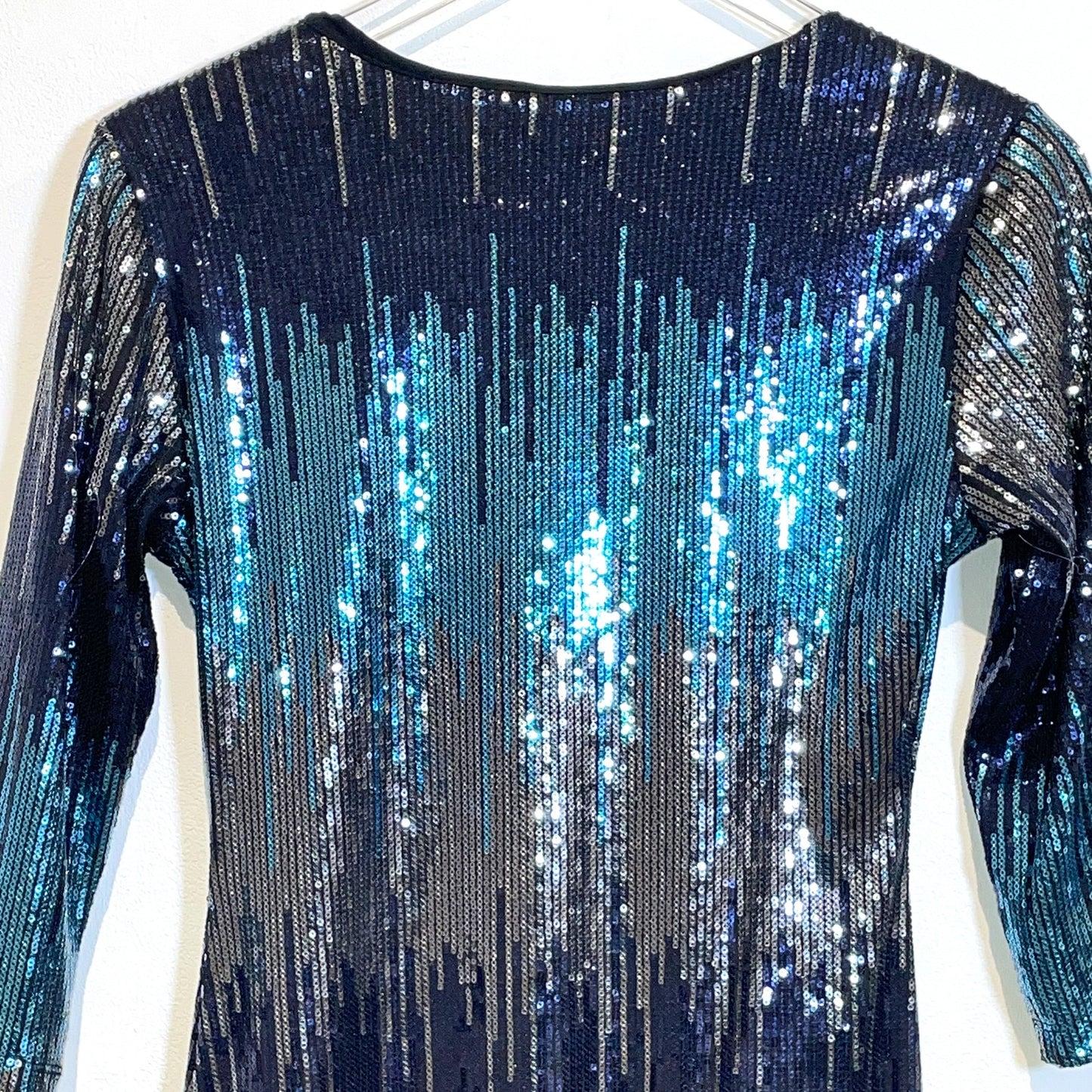 KAREN KANE Blue and Silver Sequin Cocktail Dress