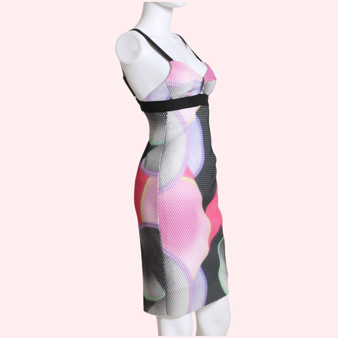 MILLY Pink Multicolor Printed Sheath Sleeveless Mini Dress