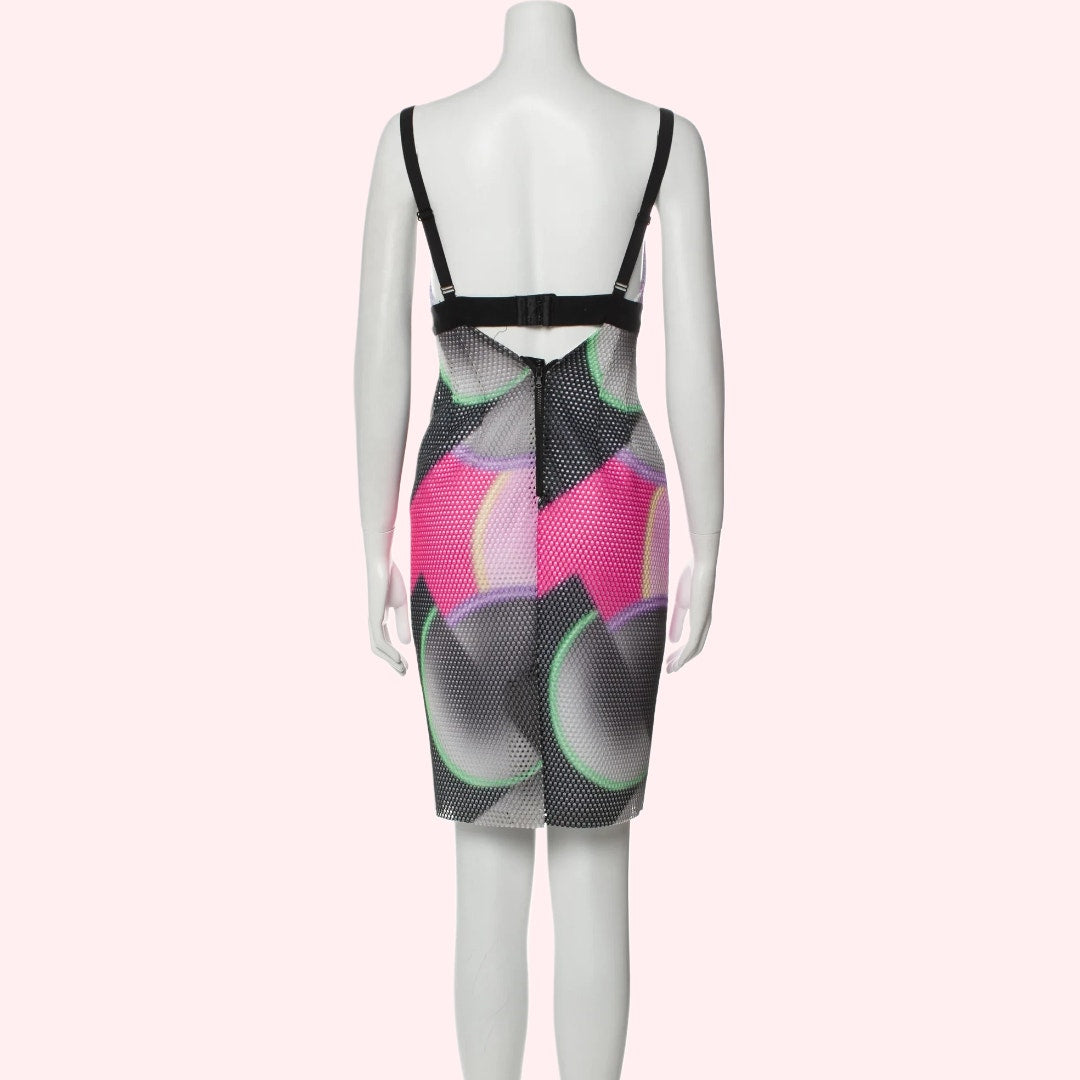 MILLY Pink Multicolor Printed Sheath Sleeveless Mini Dress