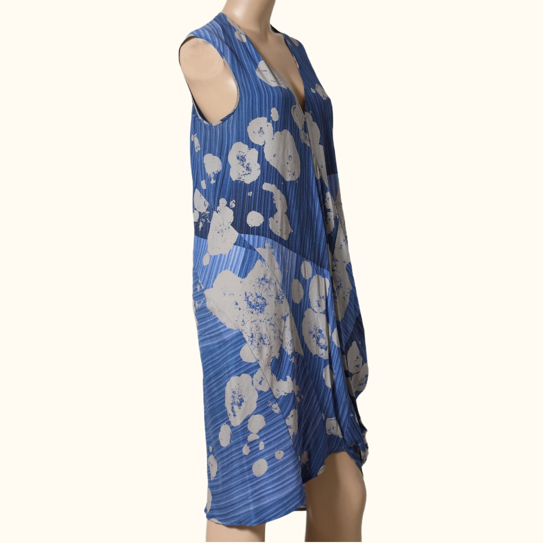 ZERO + MARIA CORNEJO Blue Silk Multicolor Abstract Patterned Dress