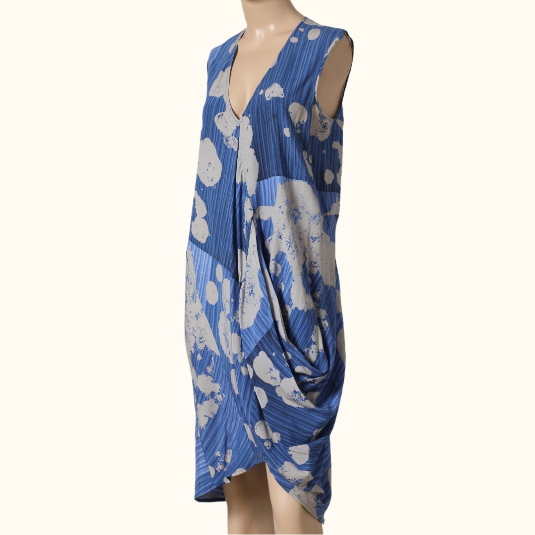 ZERO + MARIA CORNEJO Blue Silk Multicolor Abstract Patterned Dress