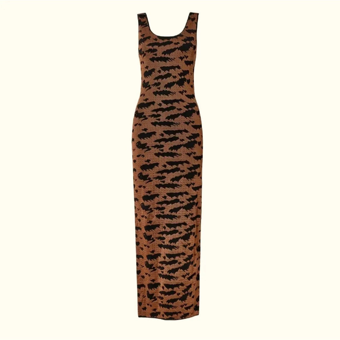 NANUSHKA Brown Animal Print Evening Dress