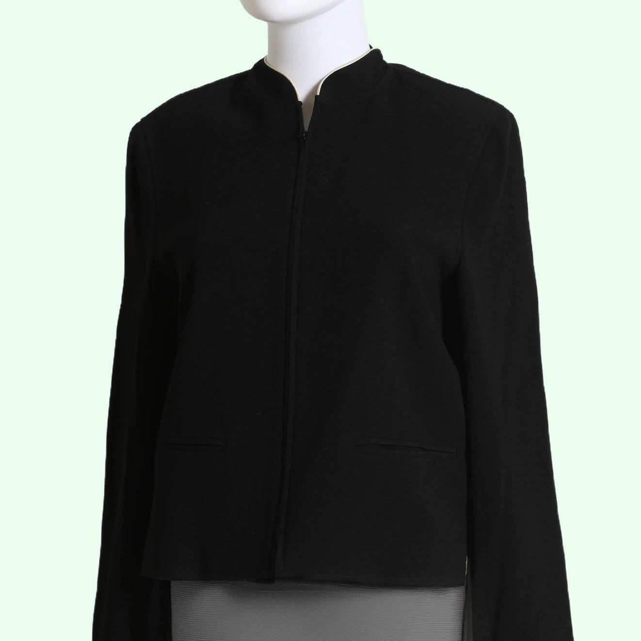 MARK EISEN Vintage Black Stand Collar Cropped Jacket