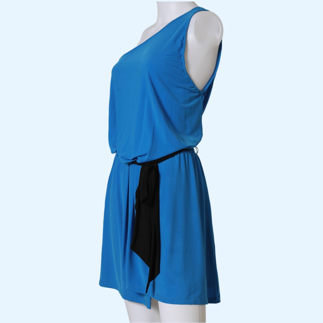jay godfrey one shoulder dress Jay Godfrey Sequin One-Shoulder Blue Gown Maxi Dress. Size 10