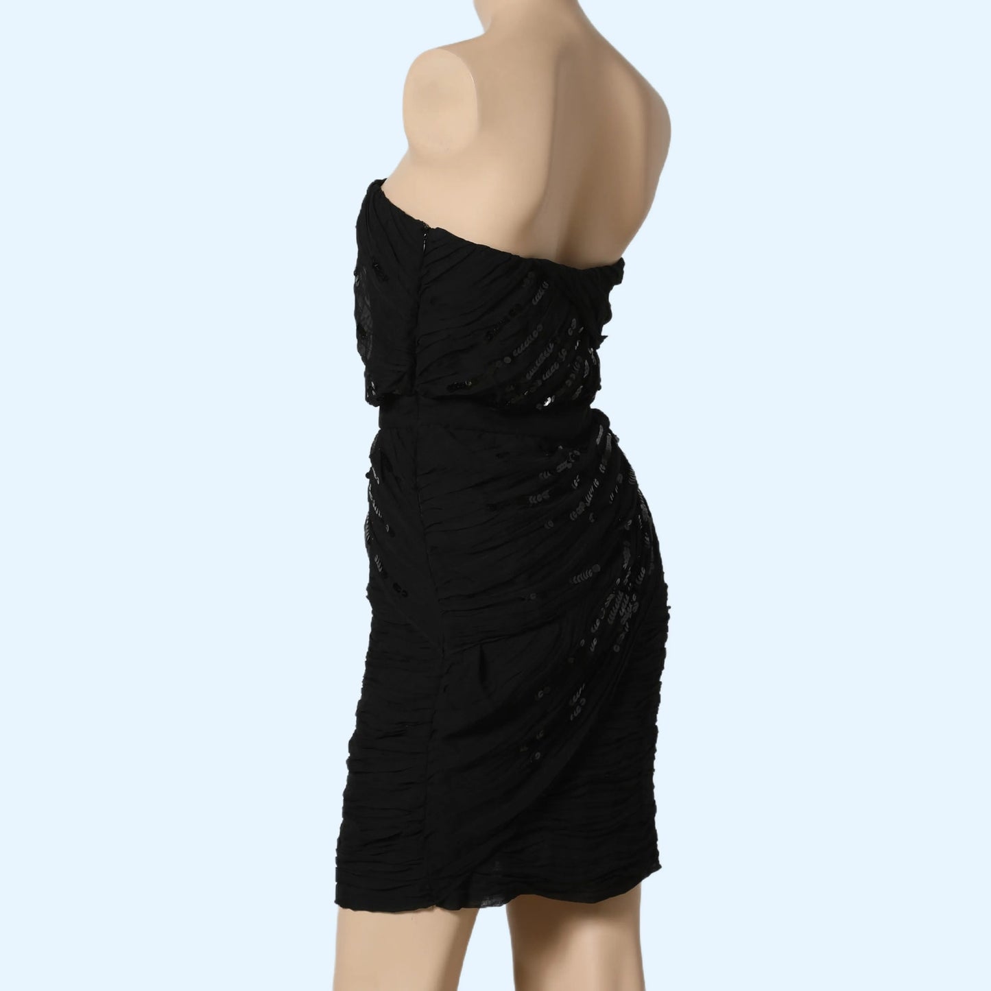 DIANE VON FURSTENBERG Black Strapless Silk Dress with Sequins