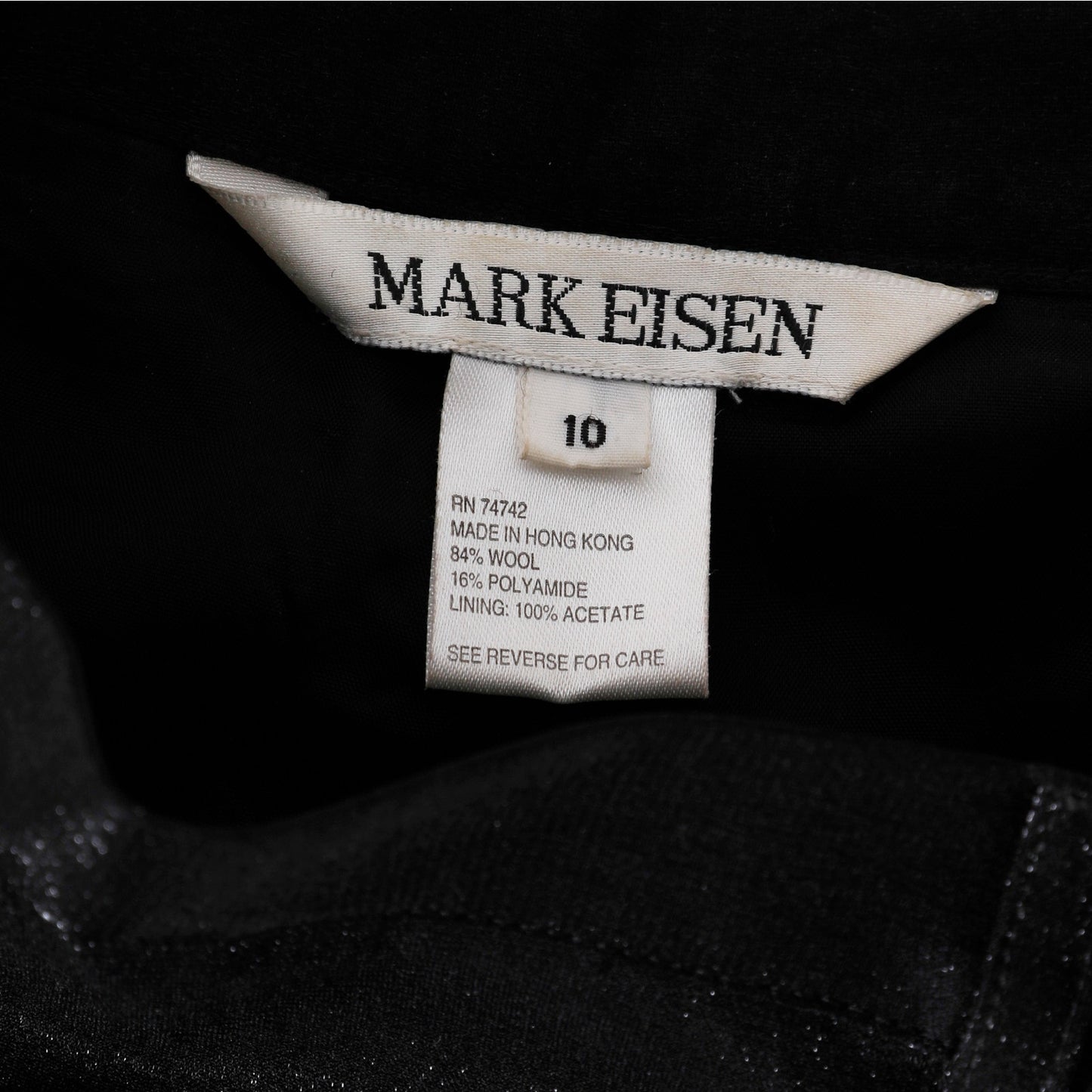 MARK EISEN Black Satin Wool Blend Trousers – Vintage 90s