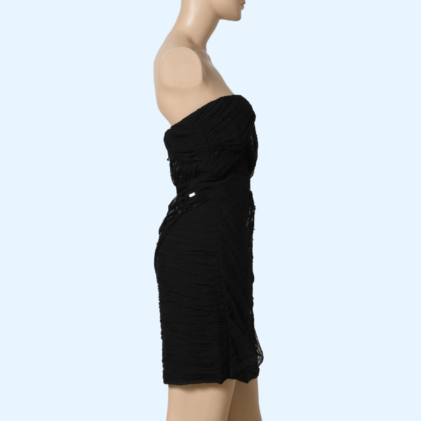 DIANE VON FURSTENBERG Black Strapless Silk Dress with Sequins