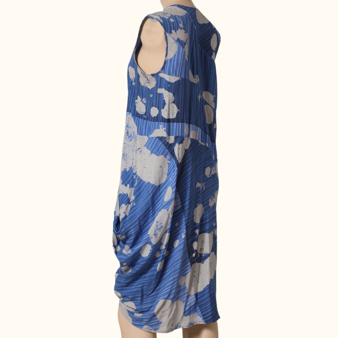 ZERO + MARIA CORNEJO Blue Silk Multicolor Abstract Patterned Dress