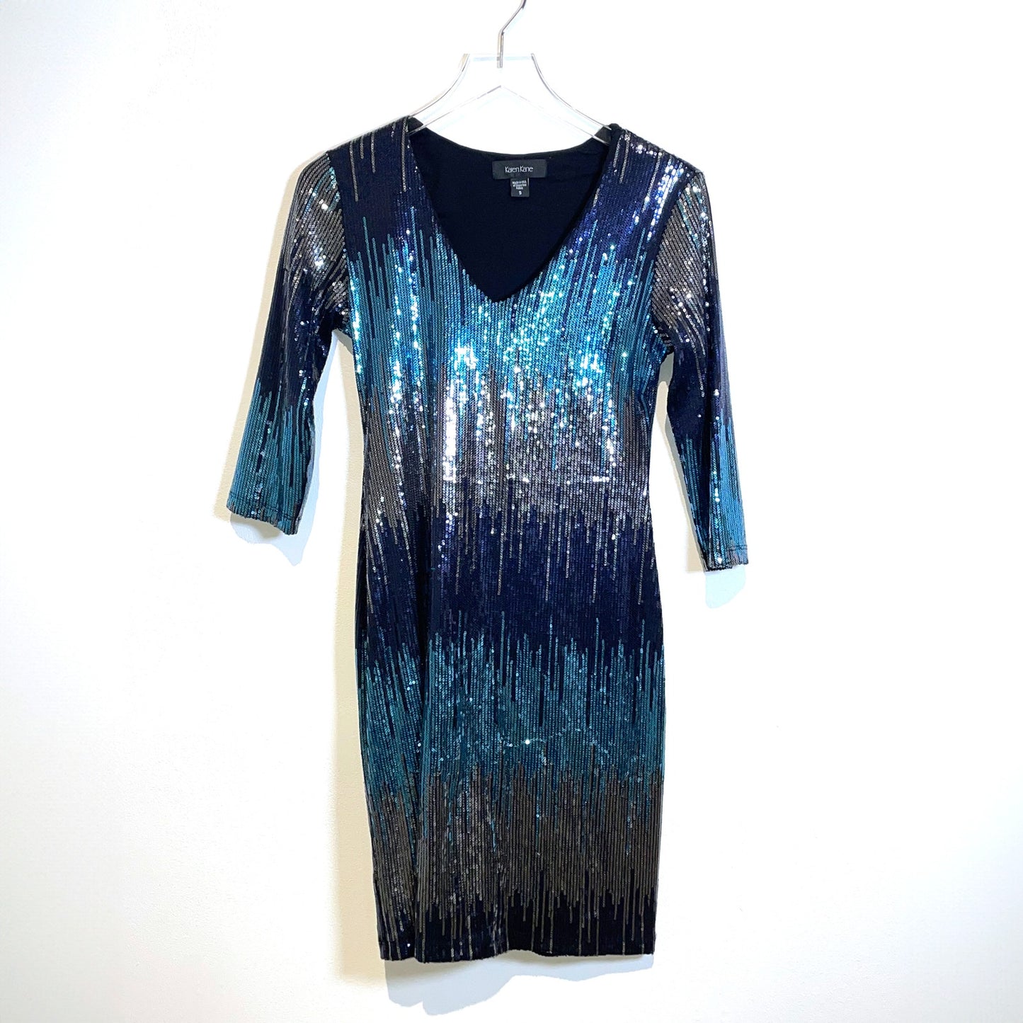 KAREN KANE Blue and Silver Sequin Cocktail Dress