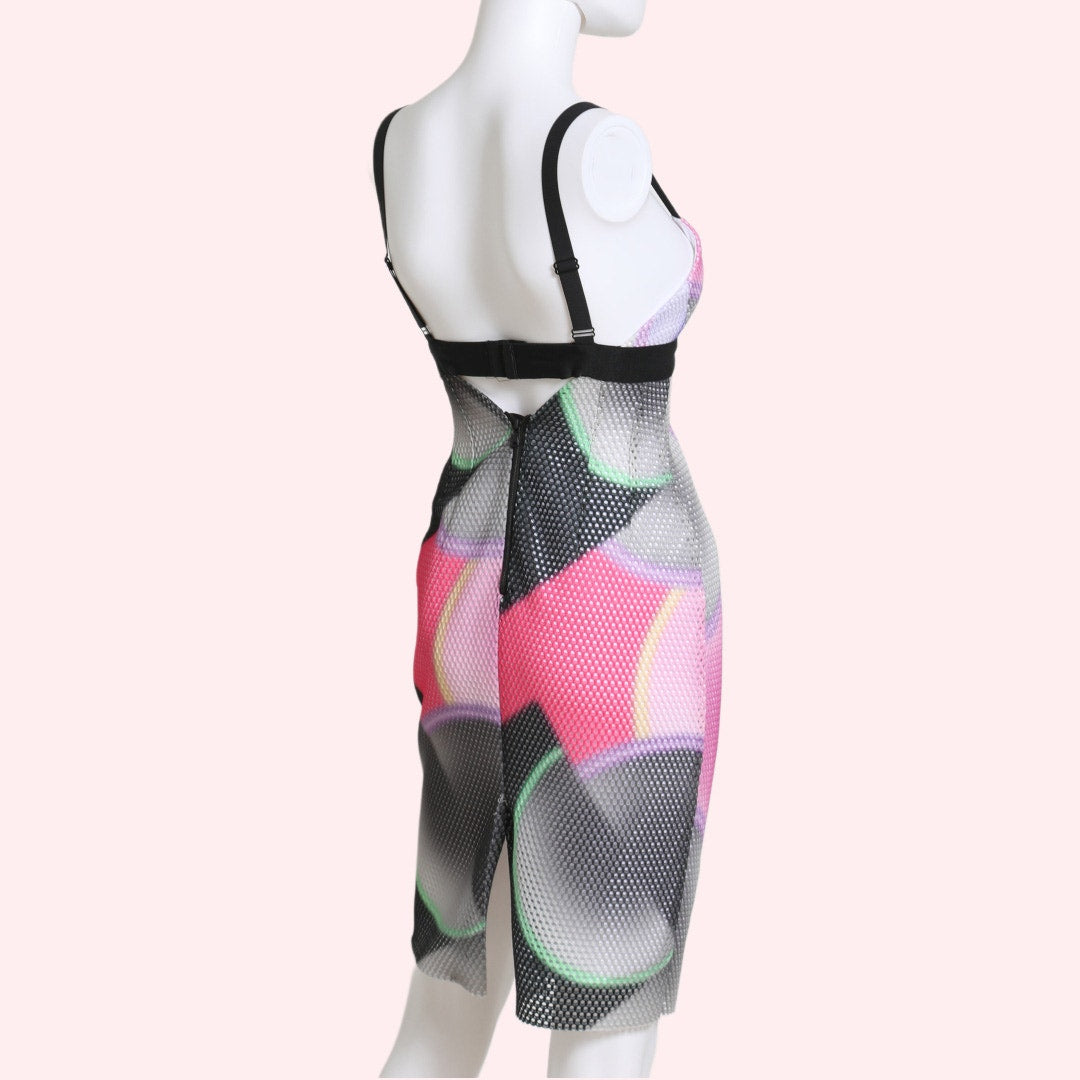 MILLY Pink Multicolor Printed Sheath Sleeveless Mini Dress