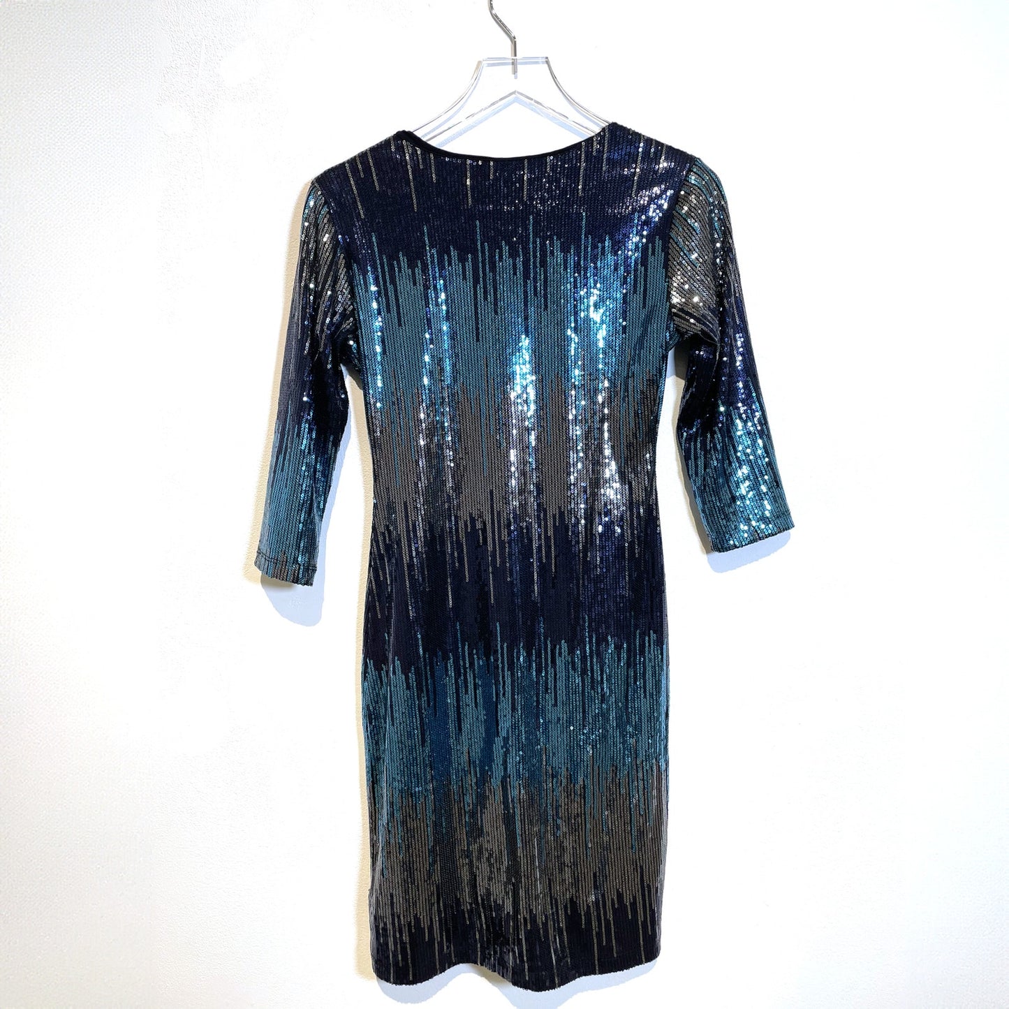KAREN KANE Blue and Silver Sequin Cocktail Dress