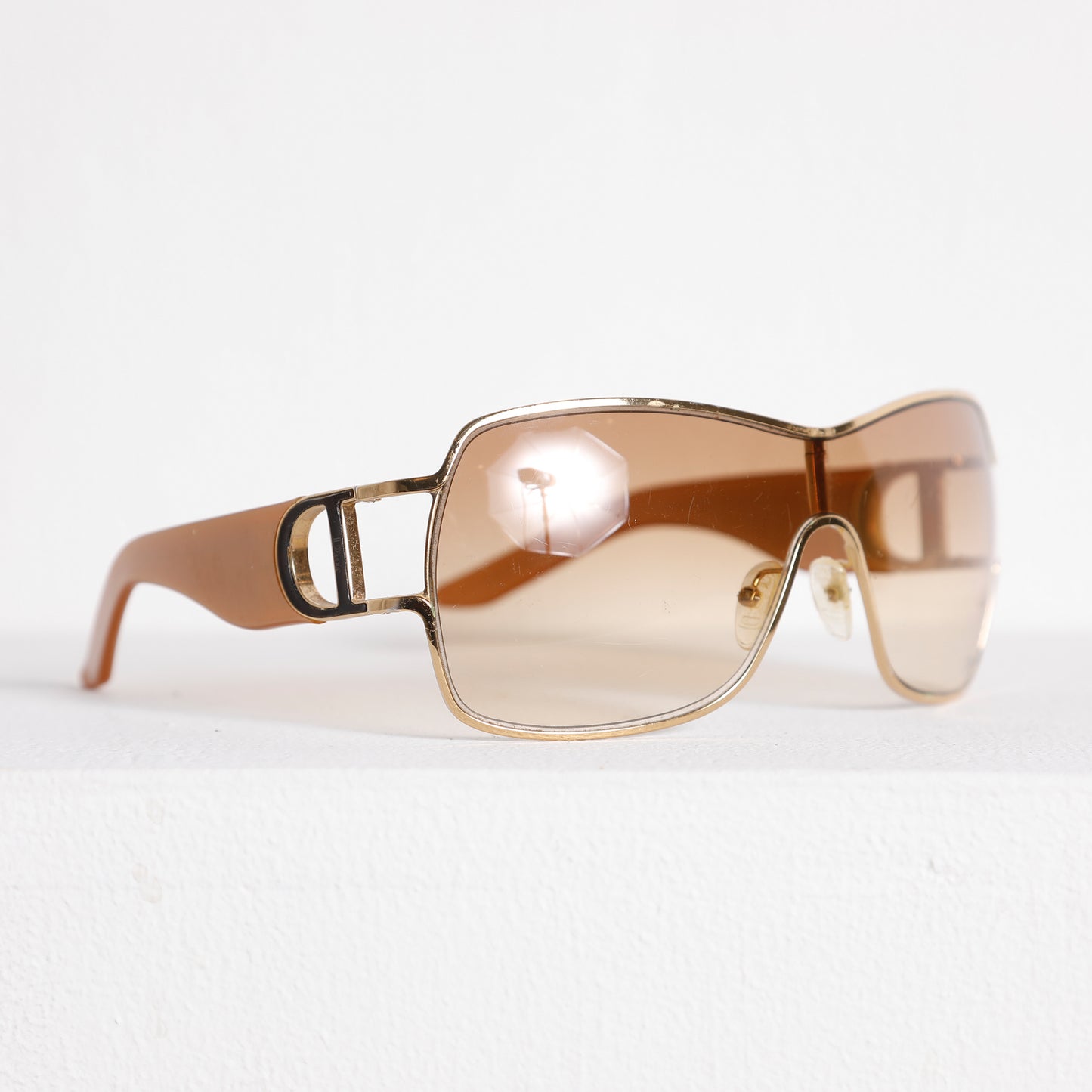 DIOR Gold and Beige Framed Tinted Sunglasses