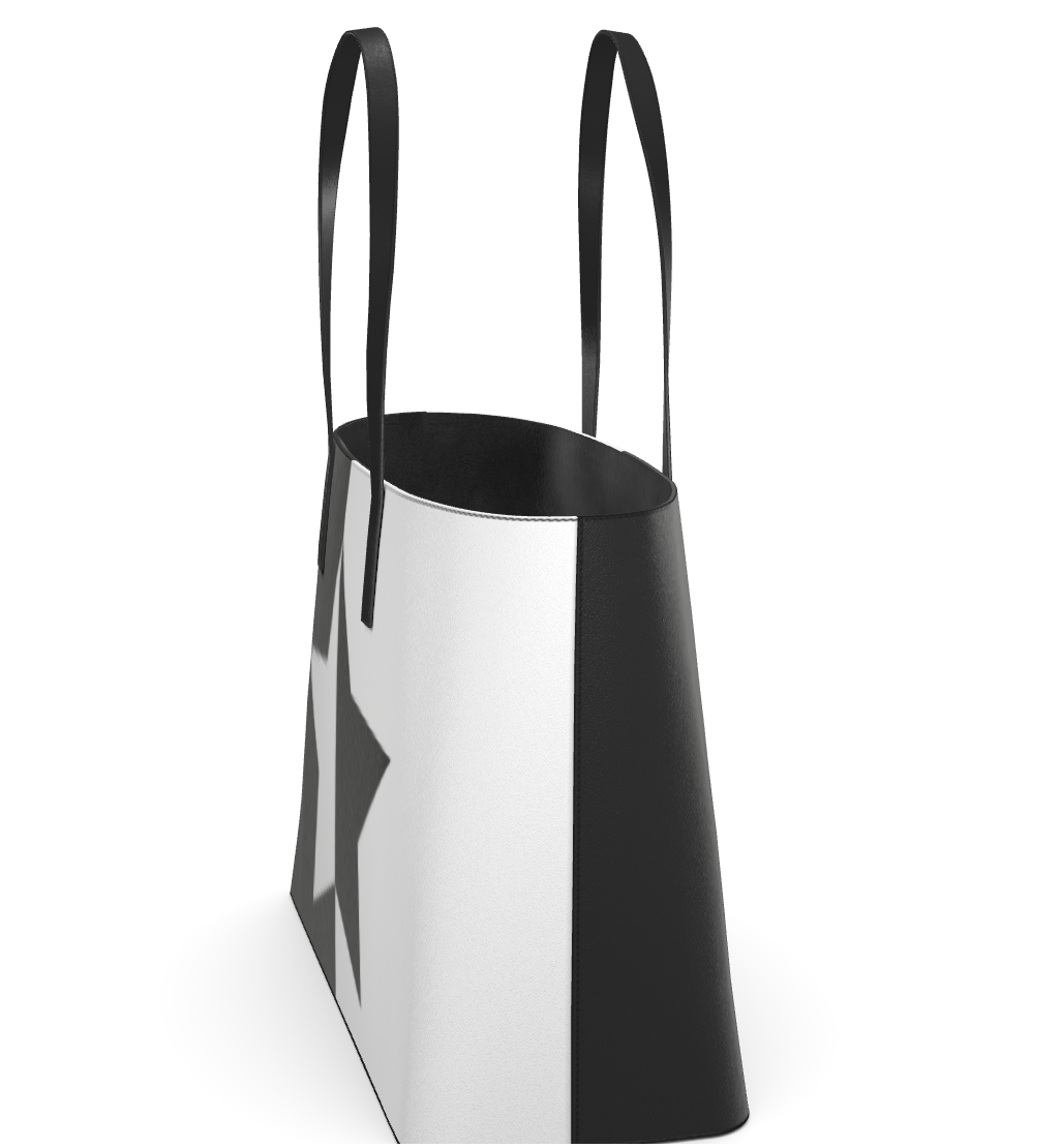 UNTITLED BOUTIQUE Black and White Leather Yin-Yang Kika Stars Tote Bag - Limited Edition