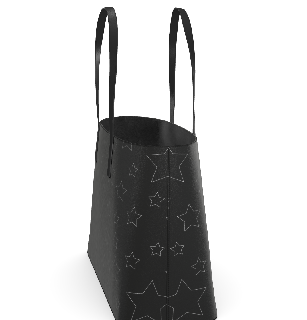UNTITLED BOUTIQUE Black Leather Kika Stars Tote Bag - Limited Edition