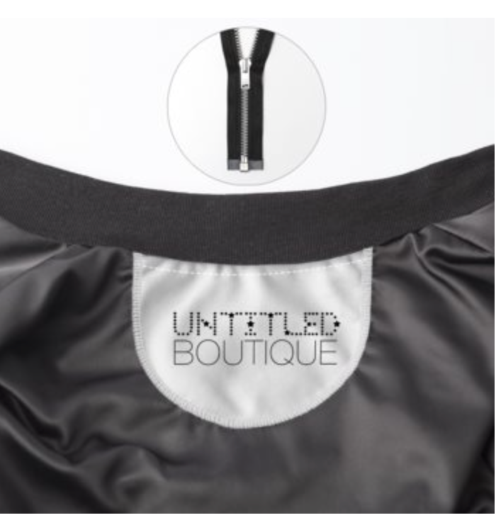 UNTITLED BOUTIQUE Black and White Women Jersey Star Bomber Jacket - Limited Edition