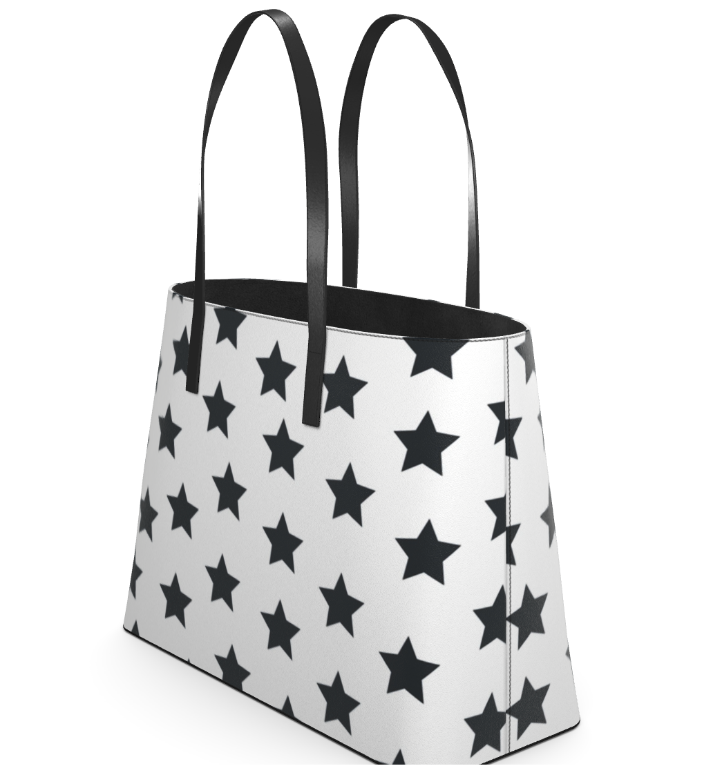 UNTITLED BOUTIQUE White Kika Leather Constellation Stars Tote Bag - Limited Edition