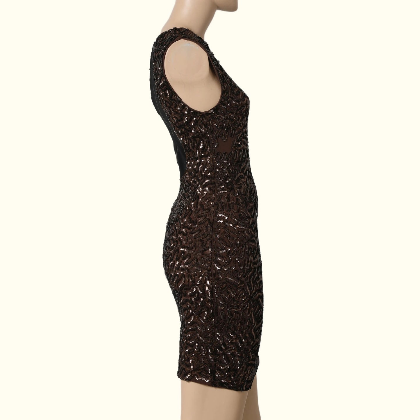 ALICE + OLIVIA Bronze Sequin Crew Neck Mini Dress