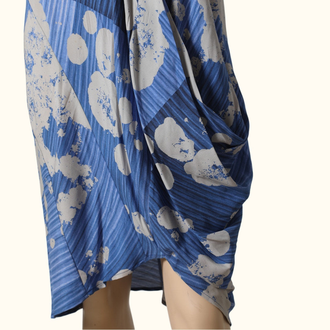 ZERO + MARIA CORNEJO Blue Silk Multicolor Abstract Patterned Dress