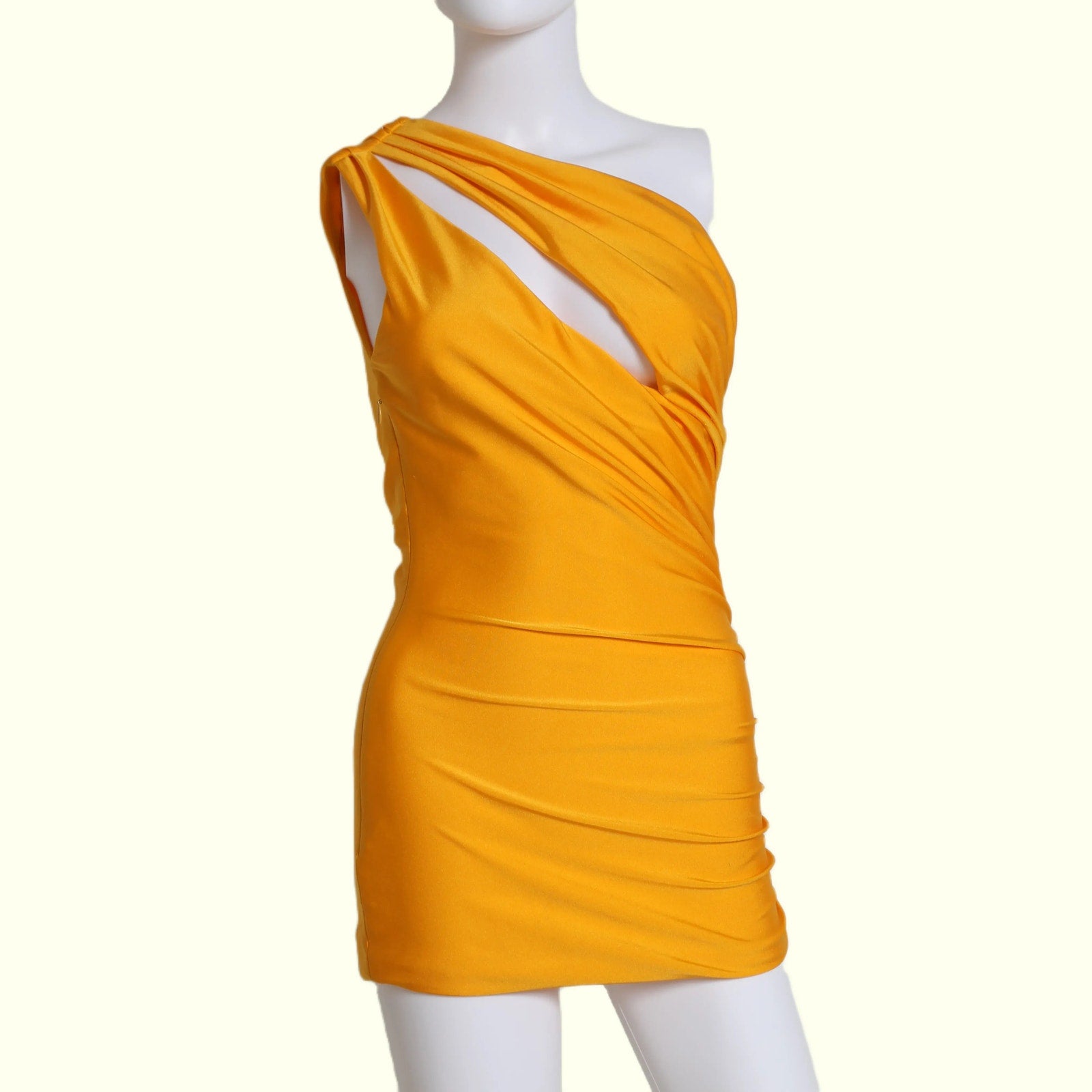 DUNDAS Yellow Orange One-Shoulder Cut Out Mini Dress – The Untitled Boutique