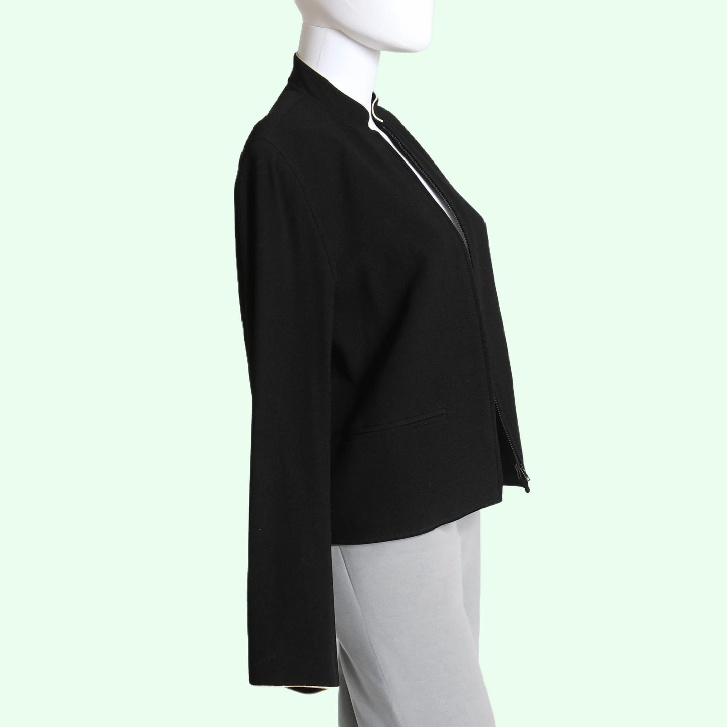 MARK EISEN Vintage Black Stand Collar Cropped Jacket