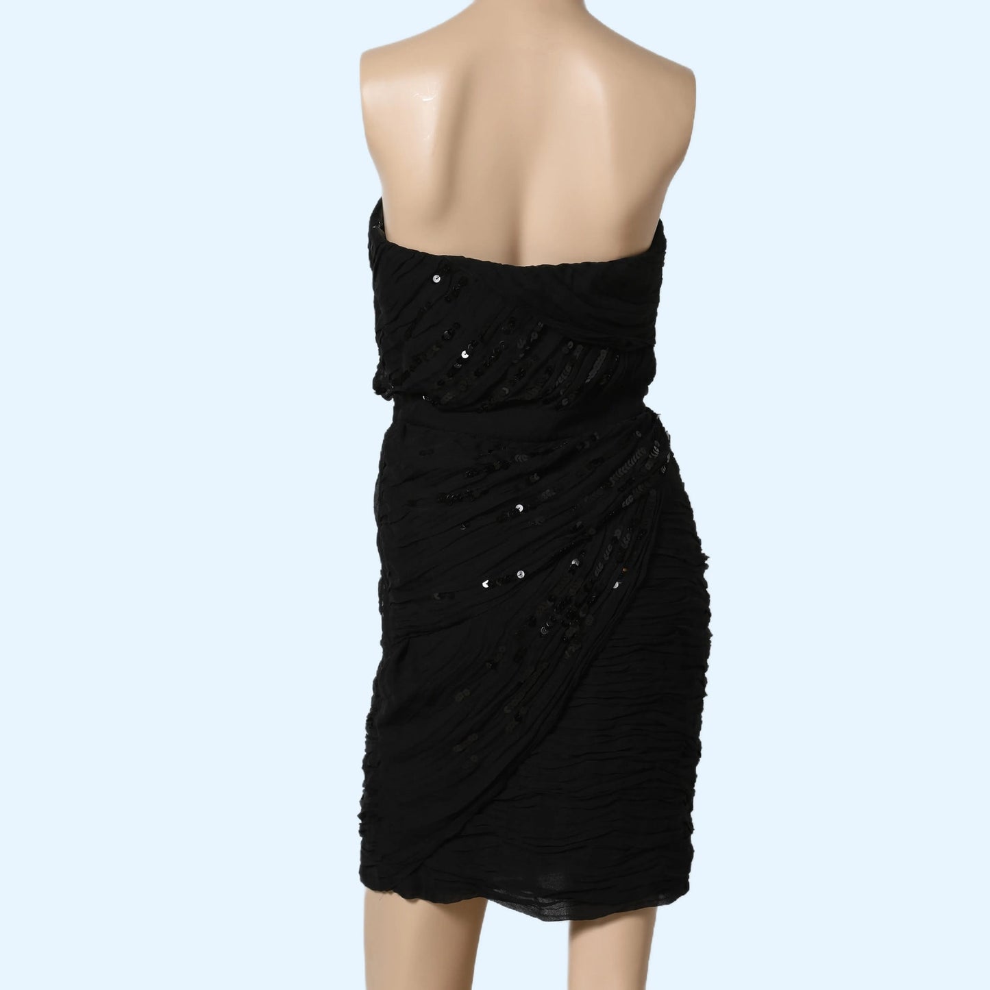 DIANE VON FURSTENBERG Black Strapless Silk Dress with Sequins