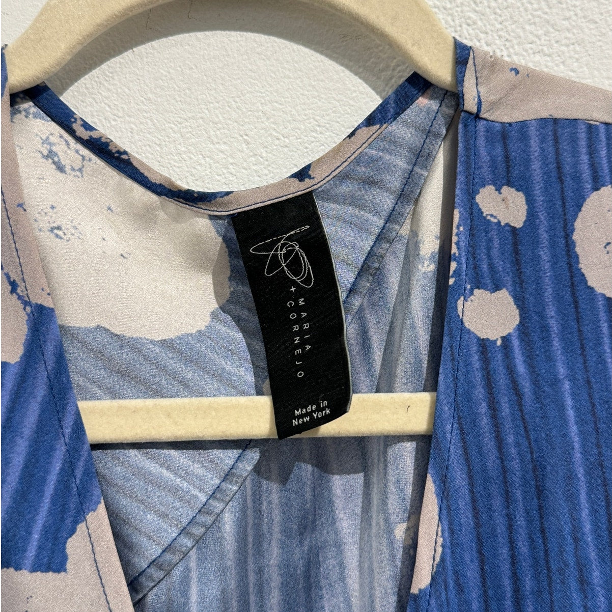 ZERO + MARIA CORNEJO Blue Silk Multicolor Abstract Patterned Dress