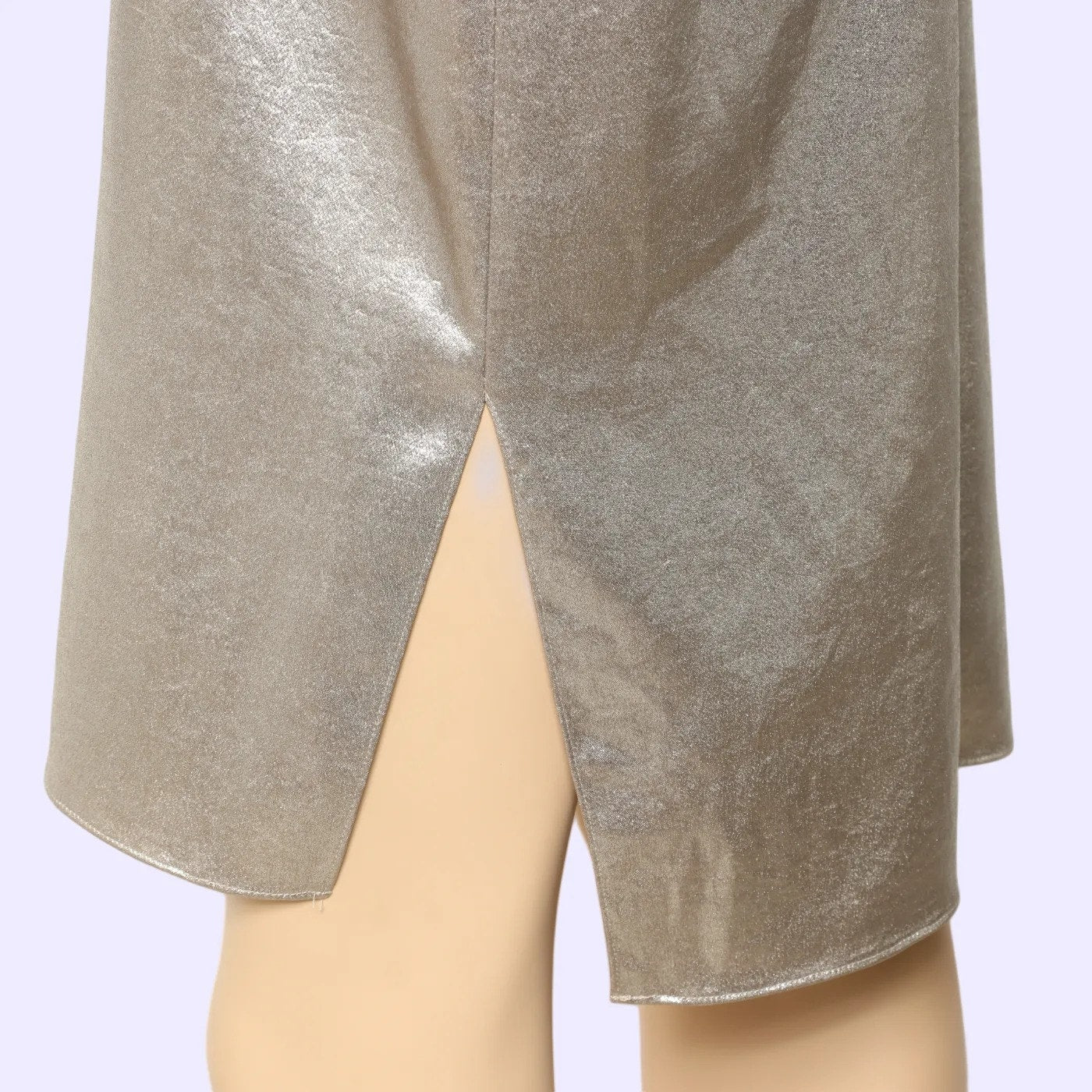 HALSTON HERITAGE Silver Metallic Halter Shift Mini Dress