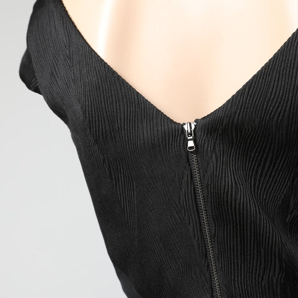 JAY GODFREY Black Scoop Neck Textured Pencil Dress