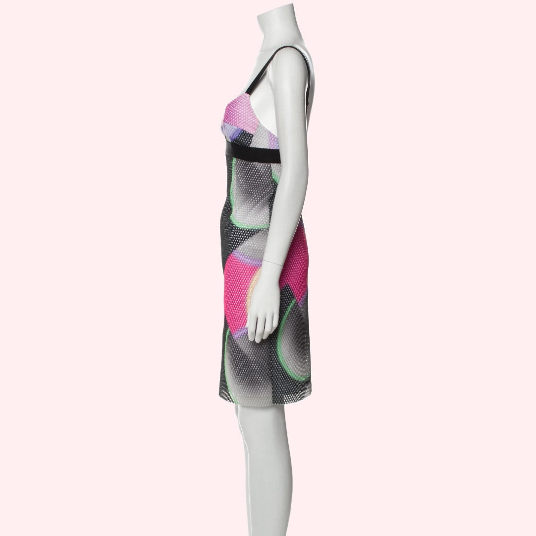MILLY Pink Multicolor Printed Sheath Sleeveless Mini Dress