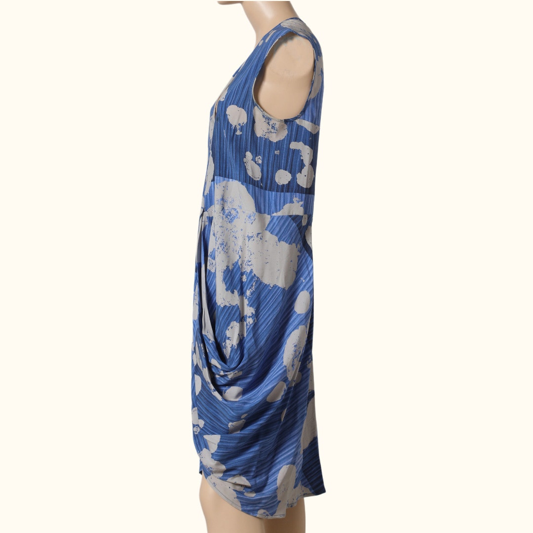 ZERO + MARIA CORNEJO Blue Silk Multicolor Abstract Patterned Dress