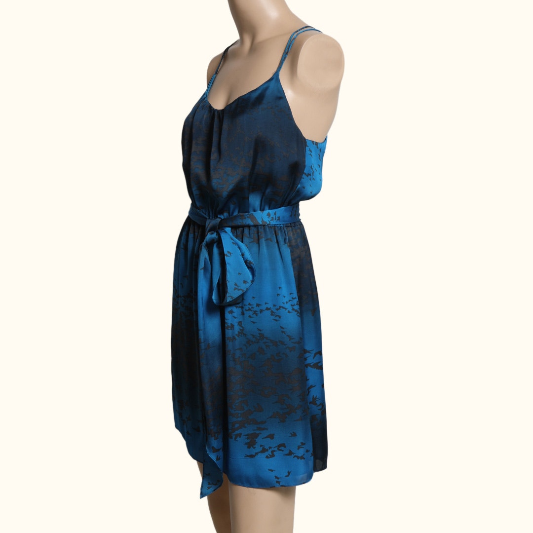REBECCA TAYLOR Blue Printed Mini Slip Dress