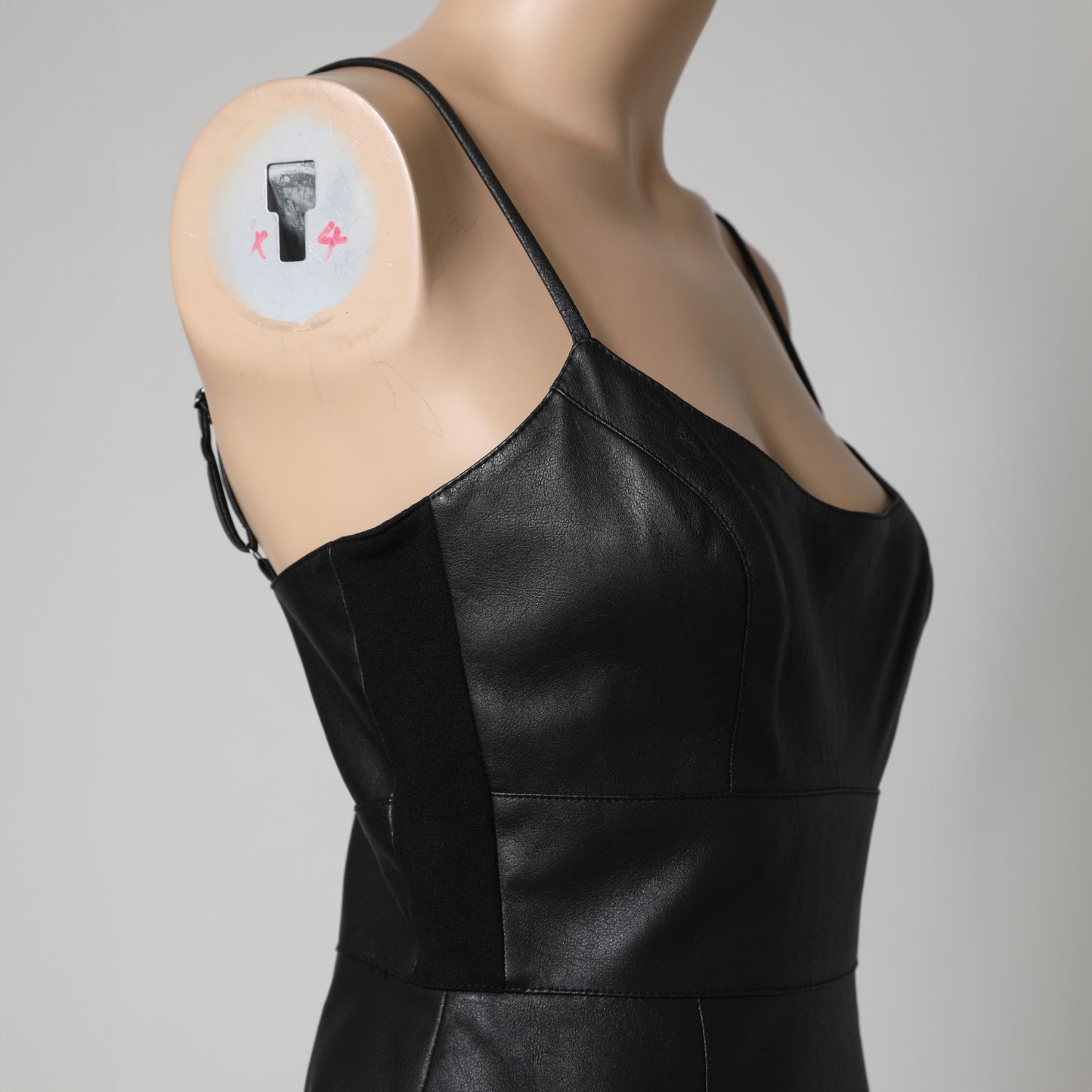 BCBGMAXAZRIA Black Vegan Leather Midi Pencil Dress