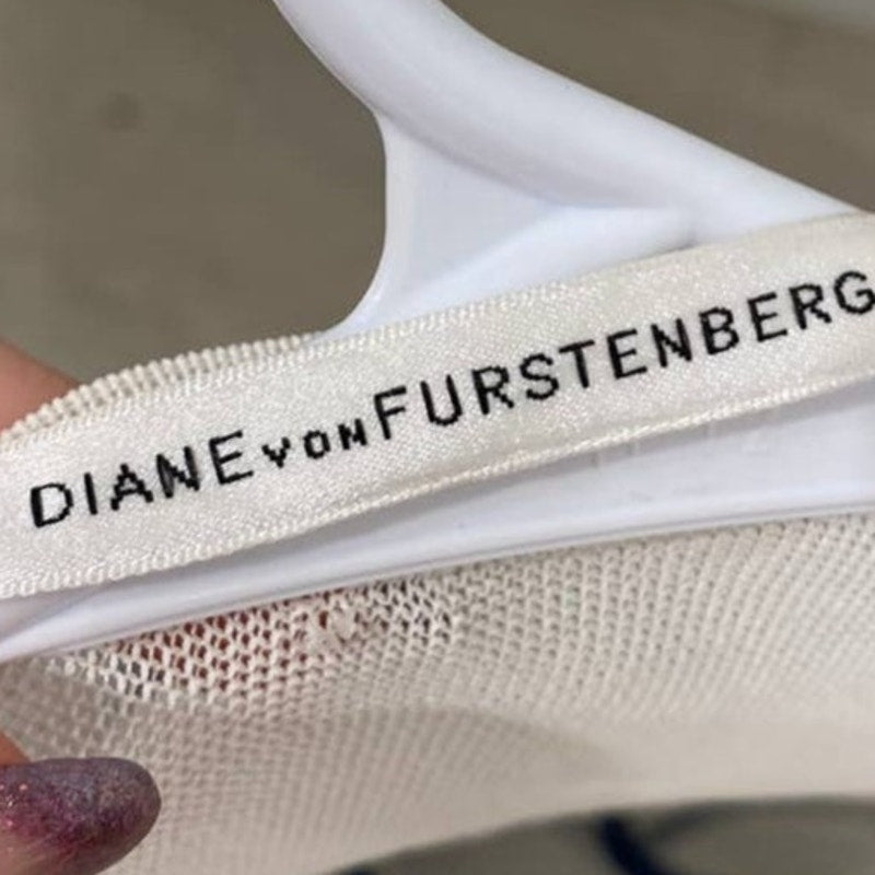 DIANE VON FURSTENBERG Vintage Y2K White and Blue Sheer Mesh T-Shirt Mini Dress