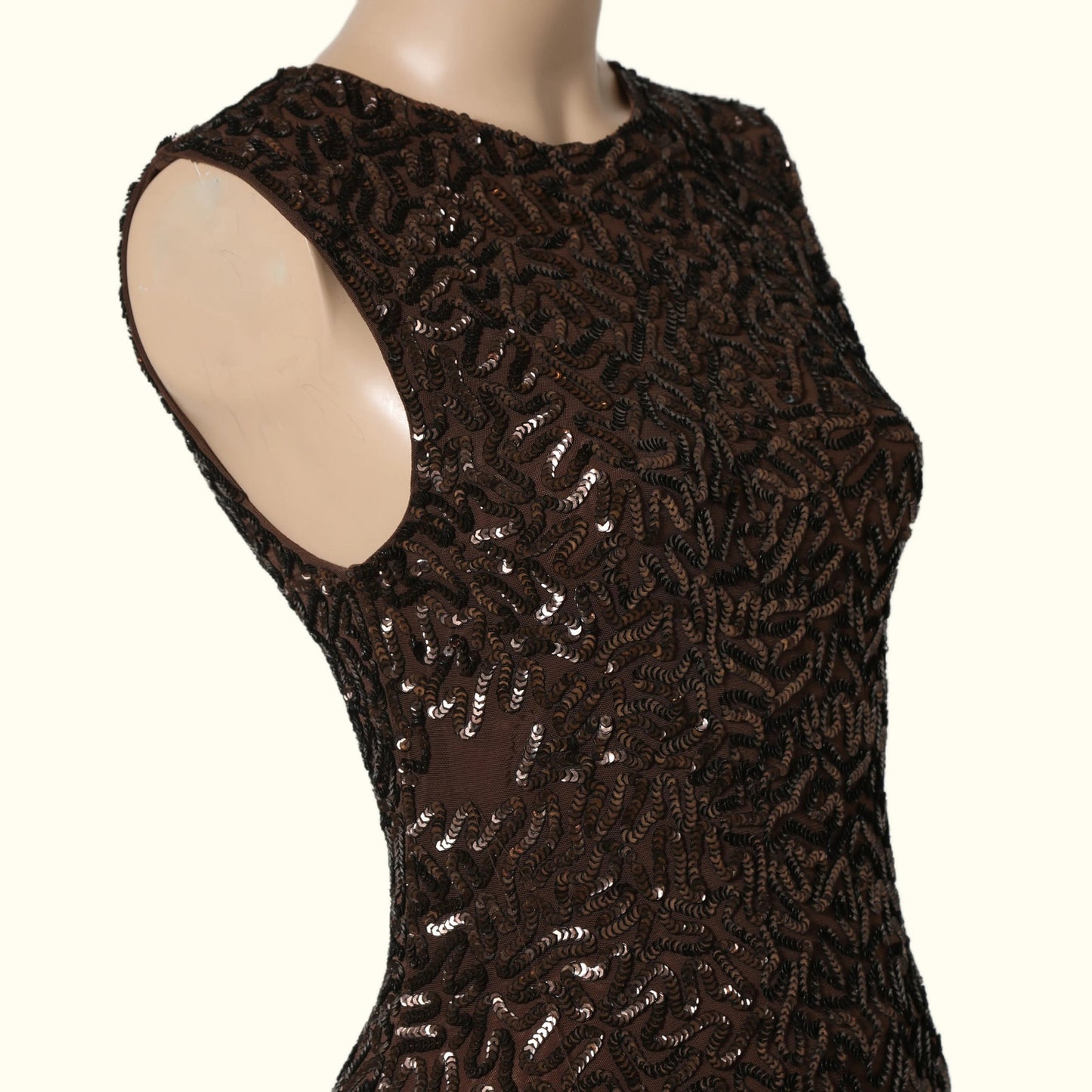 ALICE + OLIVIA Bronze Sequin Crew Neck Mini Dress