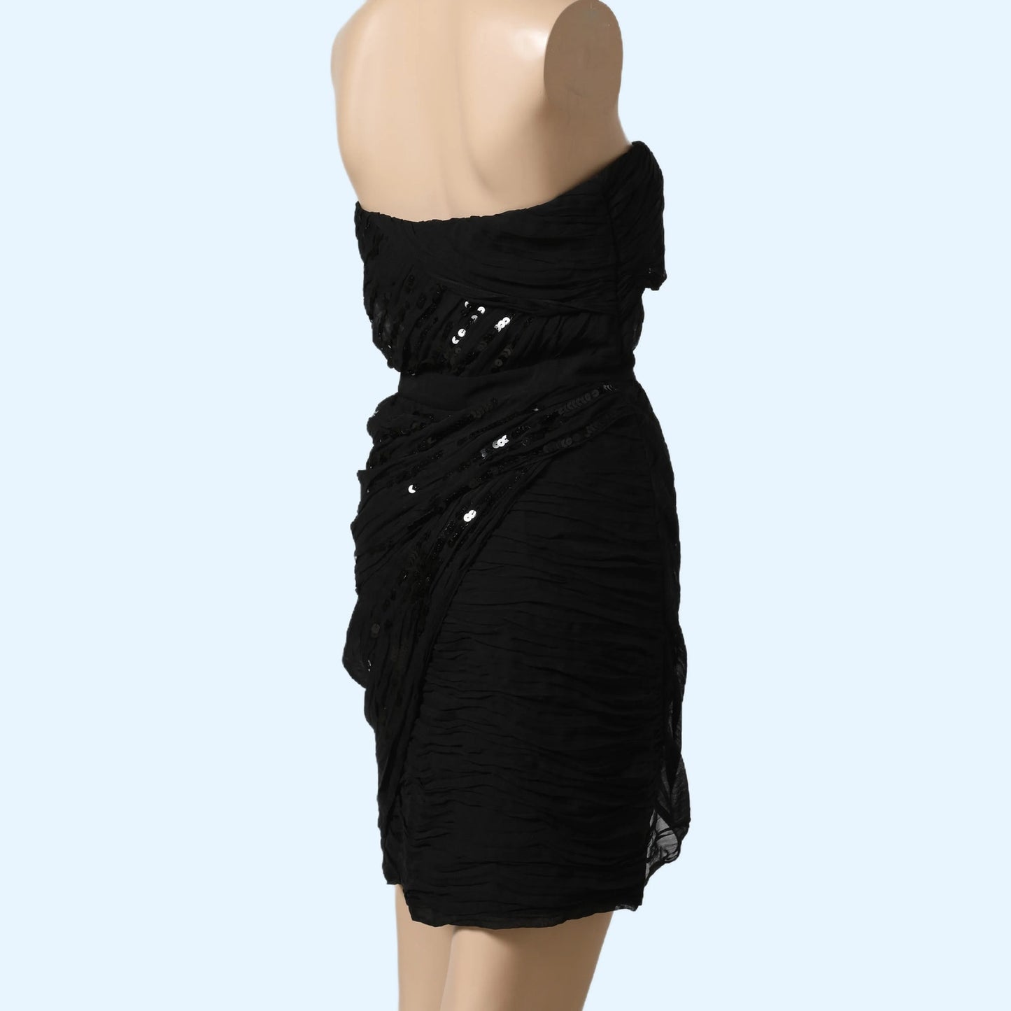 DIANE VON FURSTENBERG Black Strapless Silk Dress with Sequins