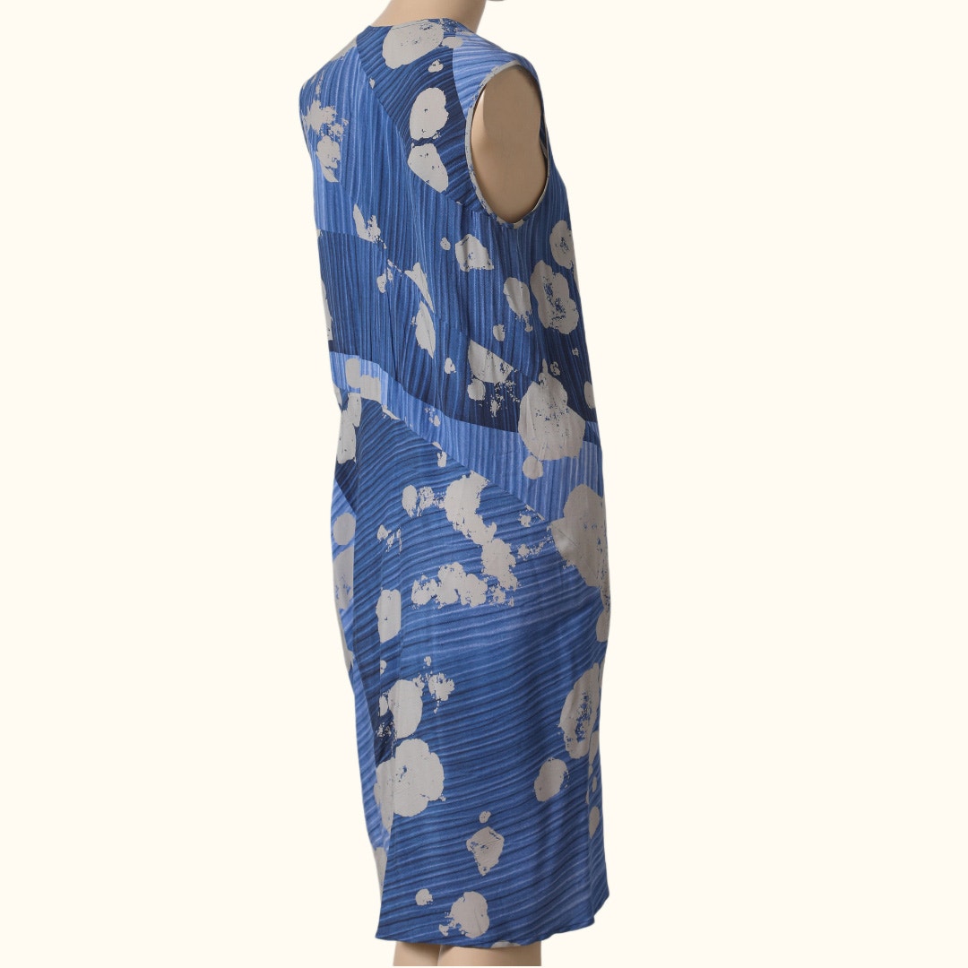ZERO + MARIA CORNEJO Blue Silk Multicolor Abstract Patterned Dress