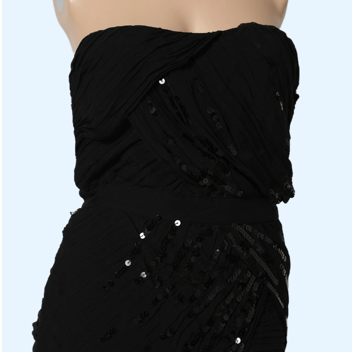DIANE VON FURSTENBERG Black Strapless Silk Dress with Sequins