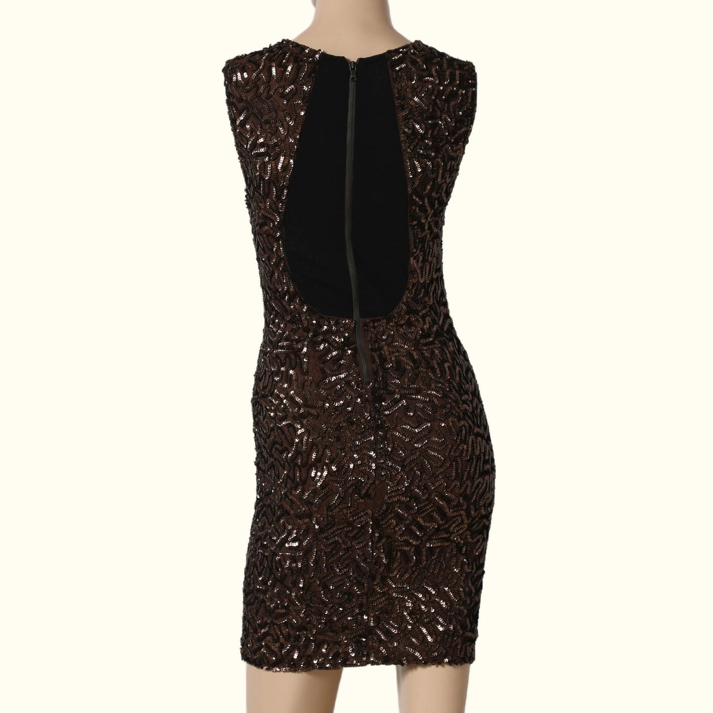 ALICE + OLIVIA Bronze Sequin Crew Neck Mini Dress