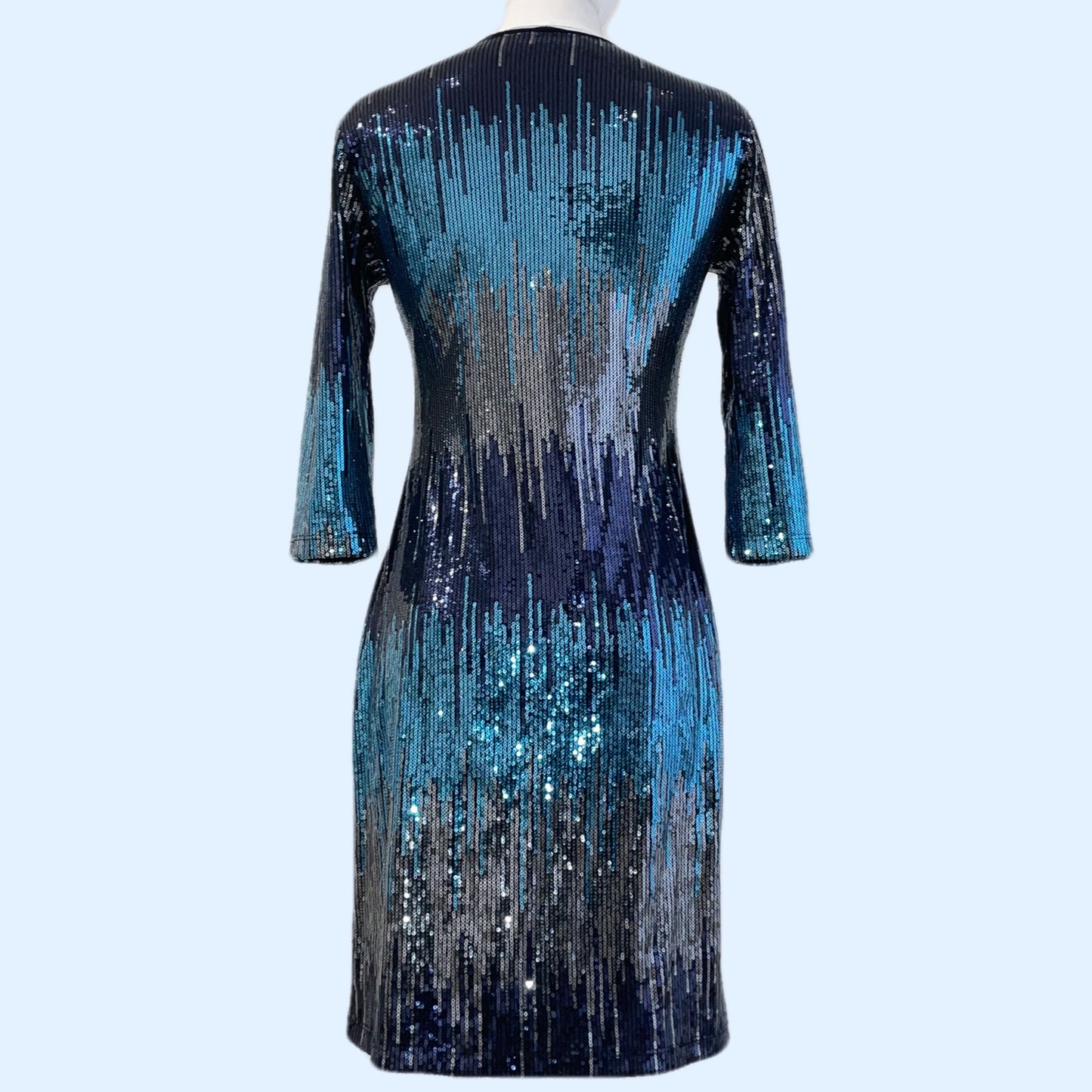 KAREN KANE Blue and Silver Sequin Cocktail Dress