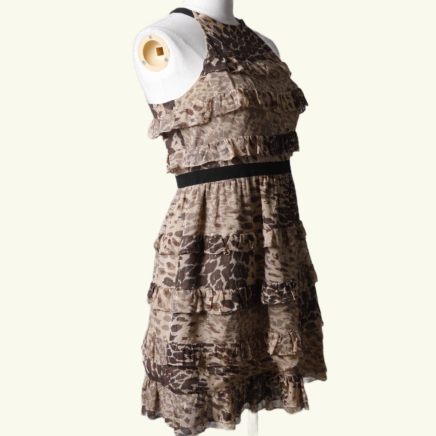 TIBI Animal Printed Ruffled Sleeveless Dress