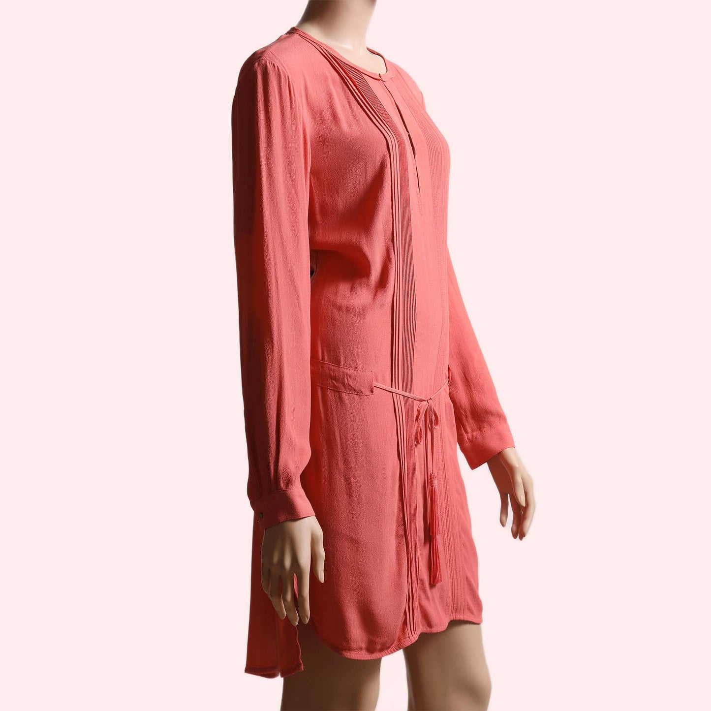 DIANE VON FURSTENBERG Coral Long Sleeve Knee Length Dress