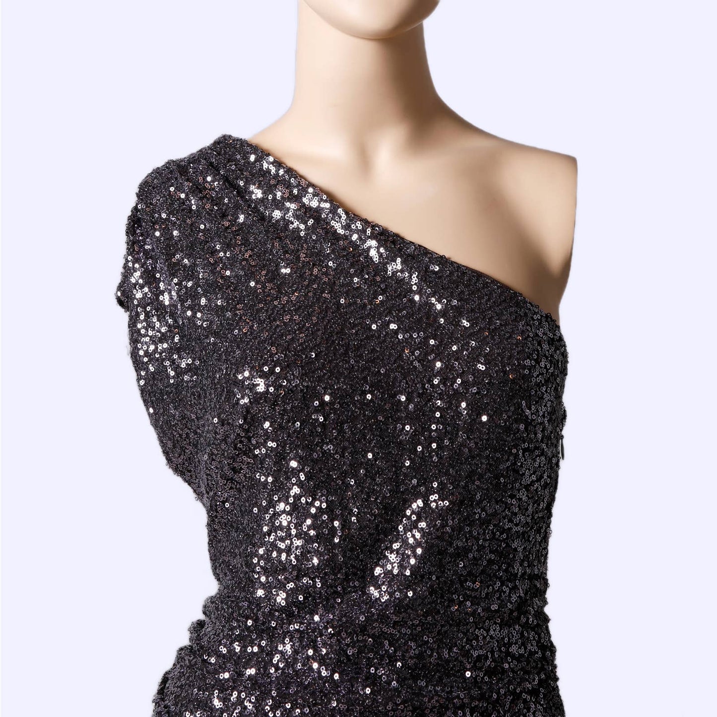 RALPH LAUREN Lavender Sequined One Shoulder Dress
