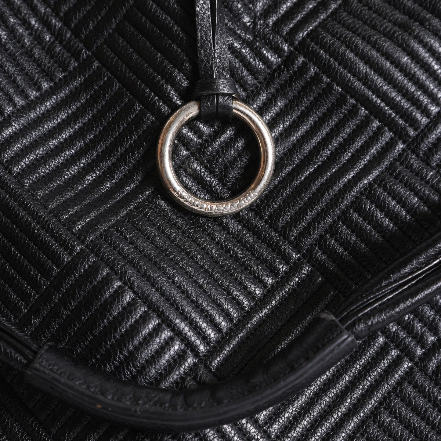 BCBGMAXAZRIA Vintage Black Leather Textured Shoulder Bag Tote