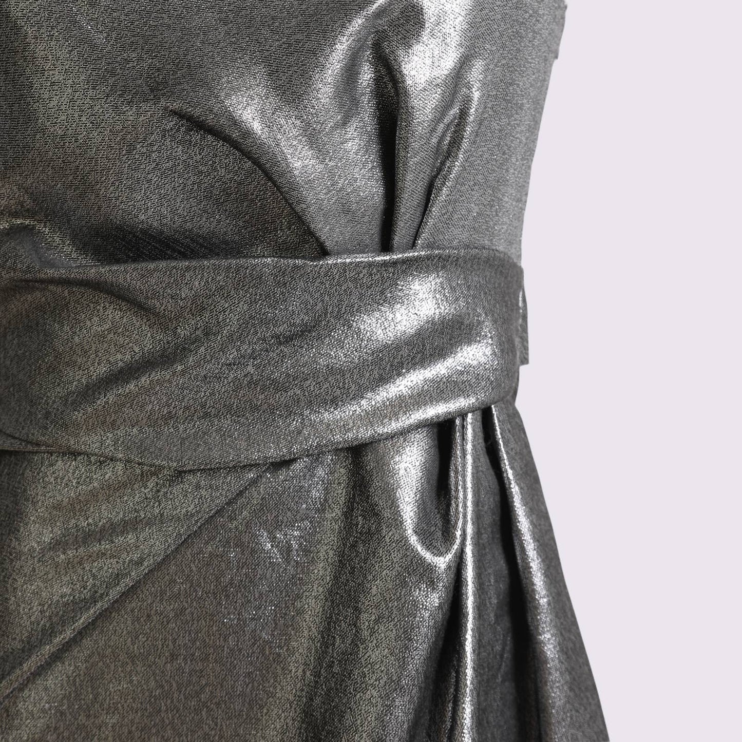 HALSTON HERITAGE Silver One-Shoulder Knee-Length Sheath Dress